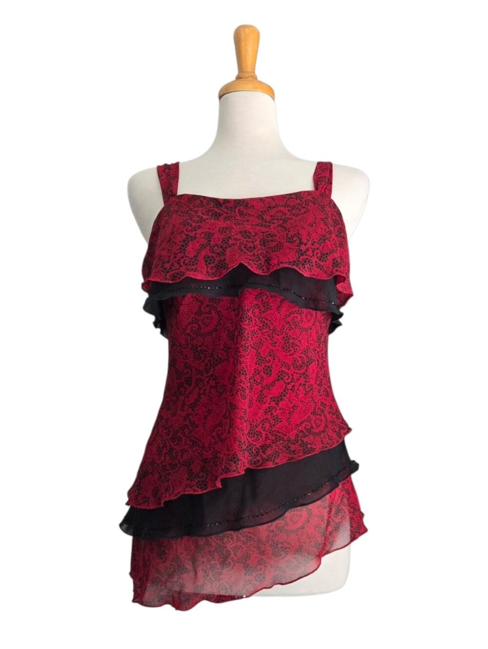 New York City Design Co Red Asymmetrical Top Women's Size M Y2K Whimsigoth